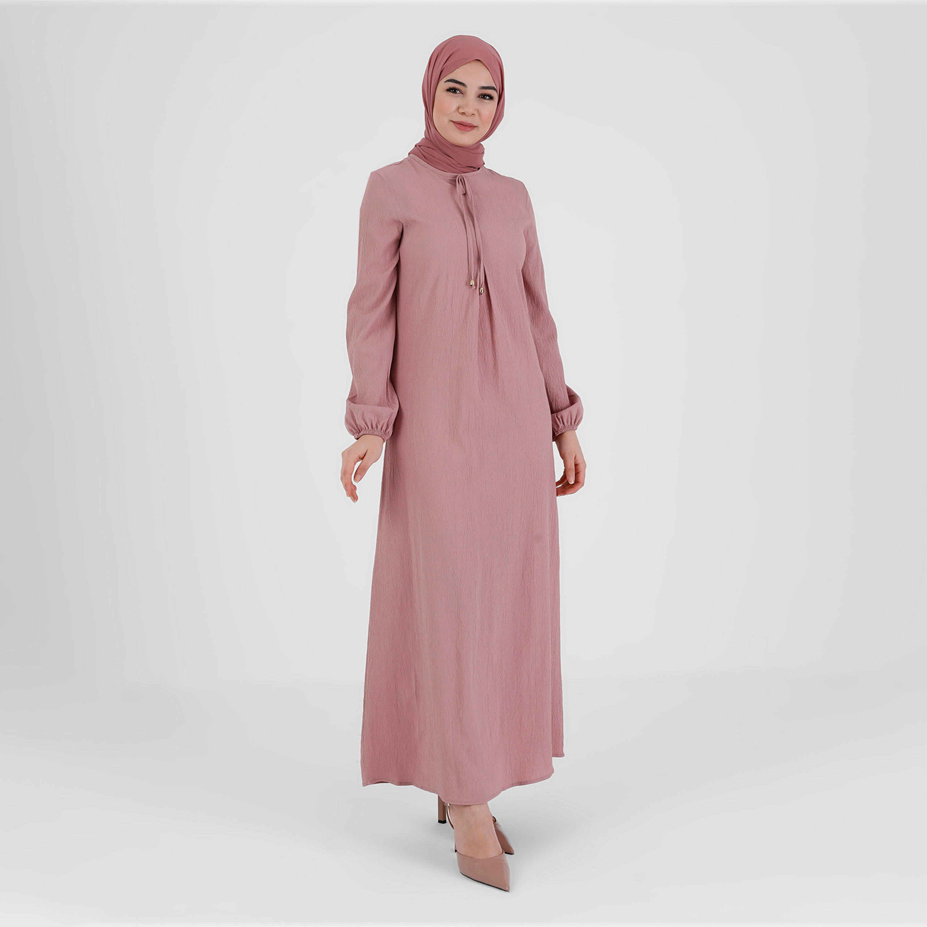 Tavin Plain Back Keyhole Button Dress-women-clothing-dresses-image-1
