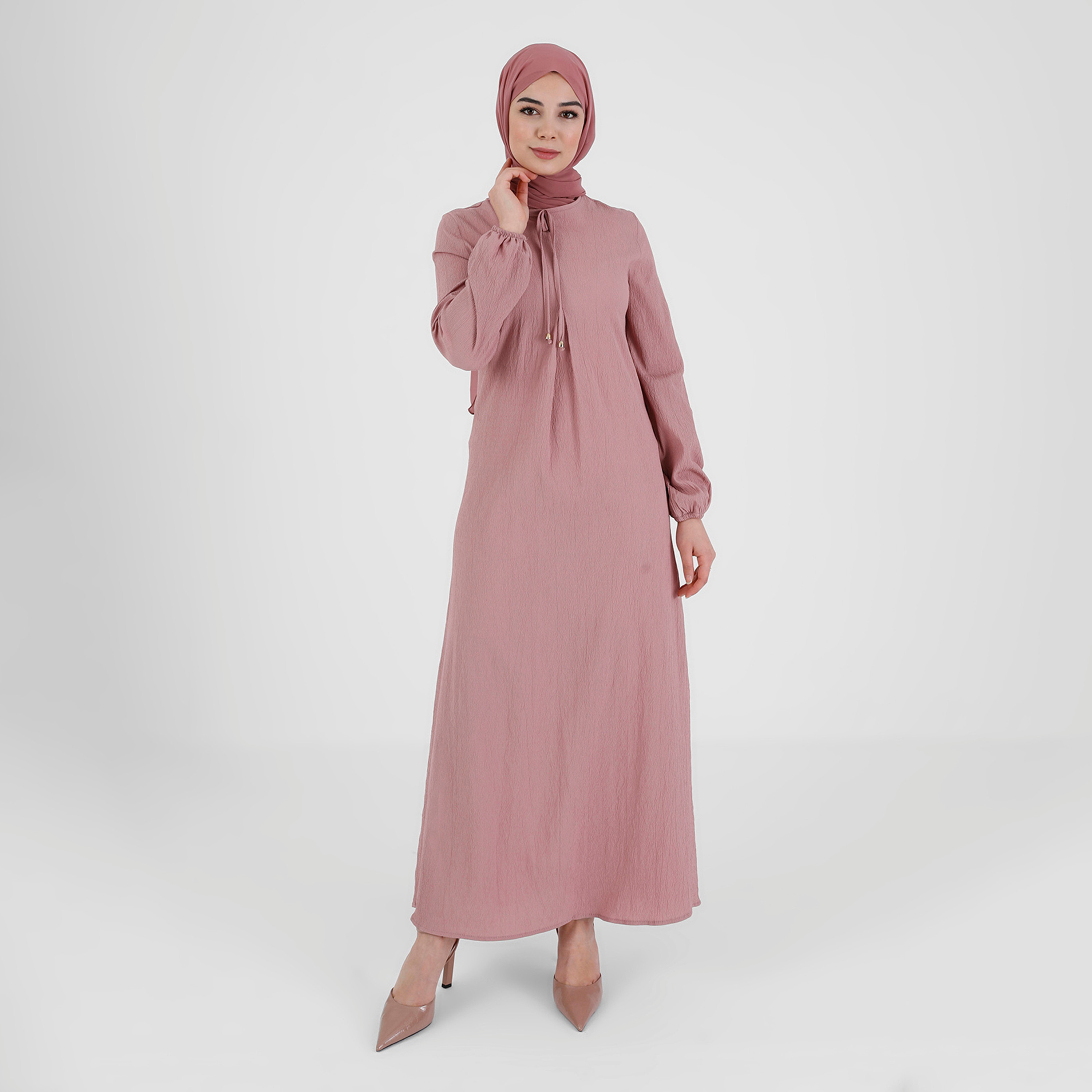 Tavin Plain Back Keyhole Button Dress-women-clothing-dresses-image-2