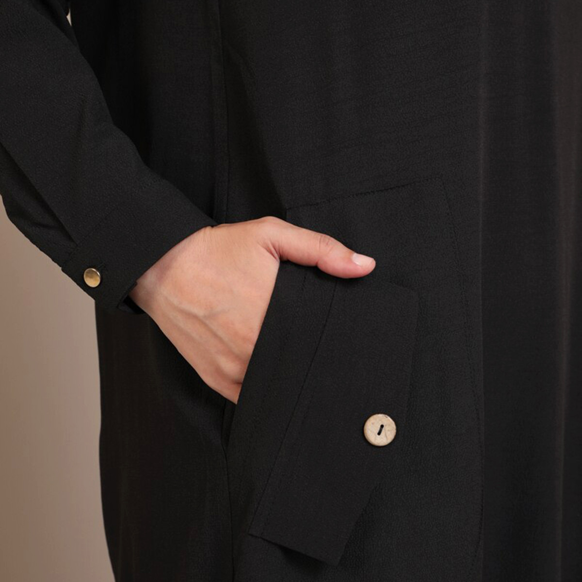 Women Solid Pocket Detailed Maxi Dress Tavin By Modanisa-women-clothing-dresses-image-4