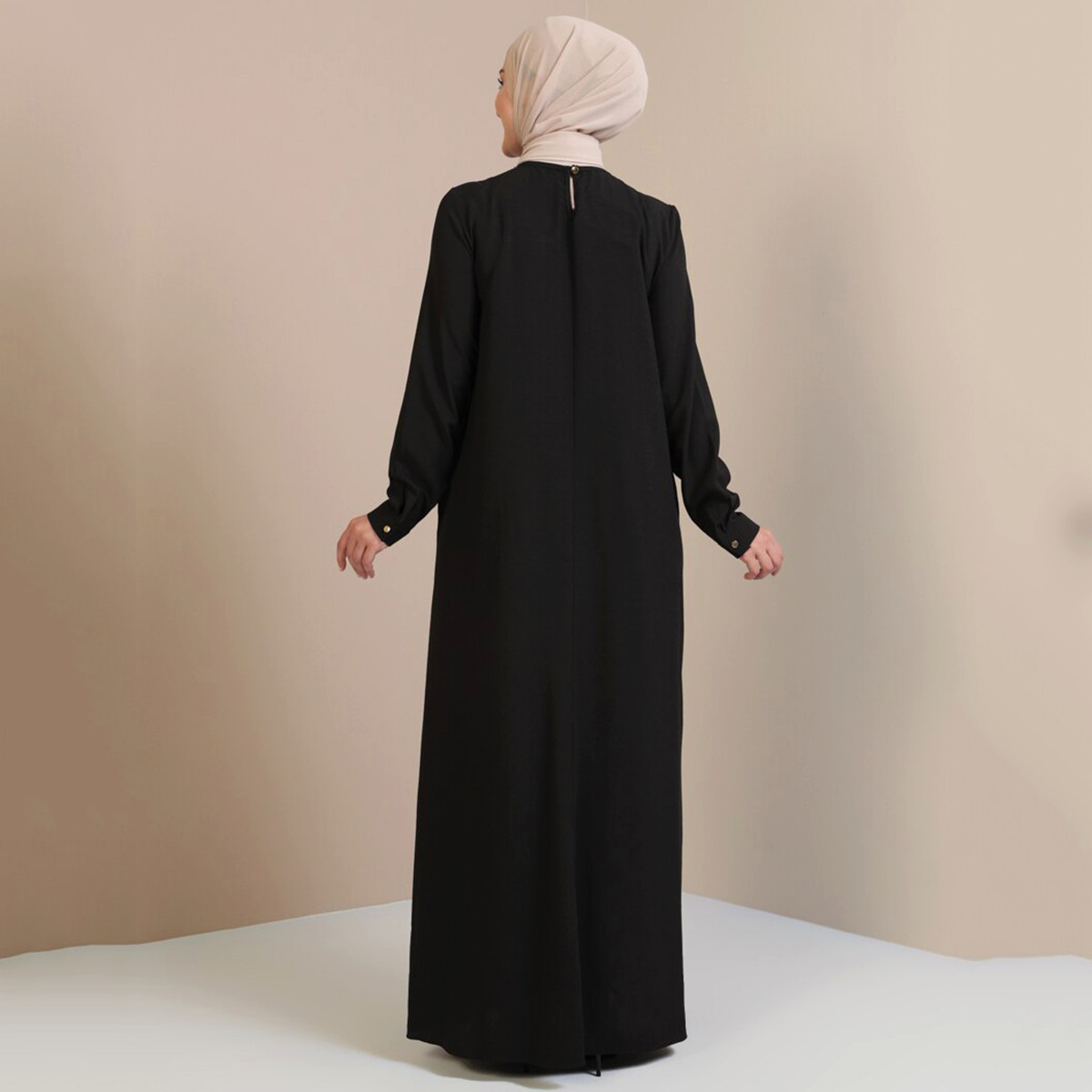 Women Solid Pocket Detailed Maxi Dress Tavin By Modanisa-women-clothing-dresses-image-5