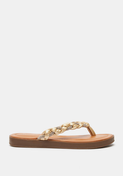 Le Confort Embellished Slip-On Thong Sandals-Women%27s Flat Sandals-image-0