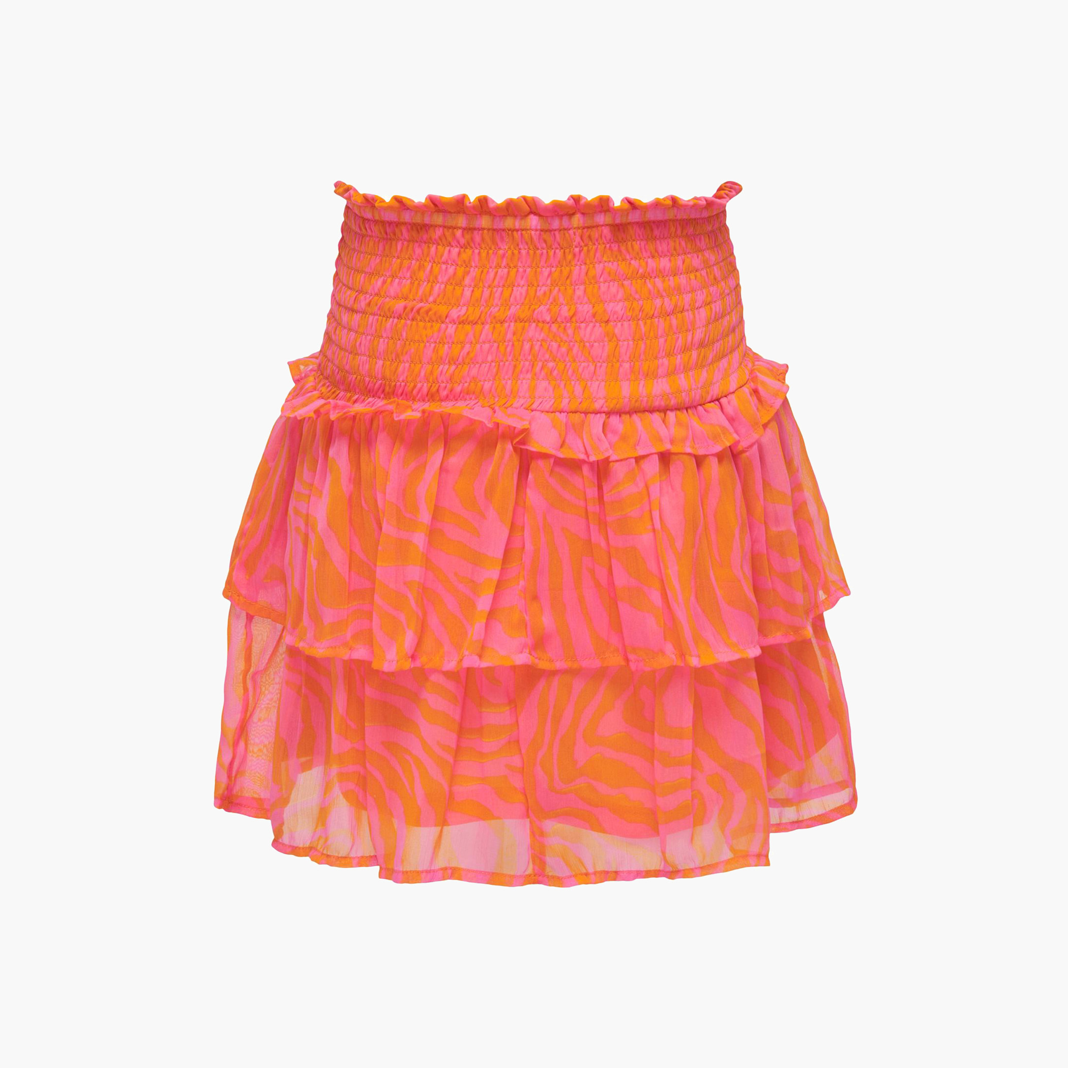 Kids Only Printed Smocked Skirt with Elasticated Waistband-girls-clothing-bottoms-skirts-image-1