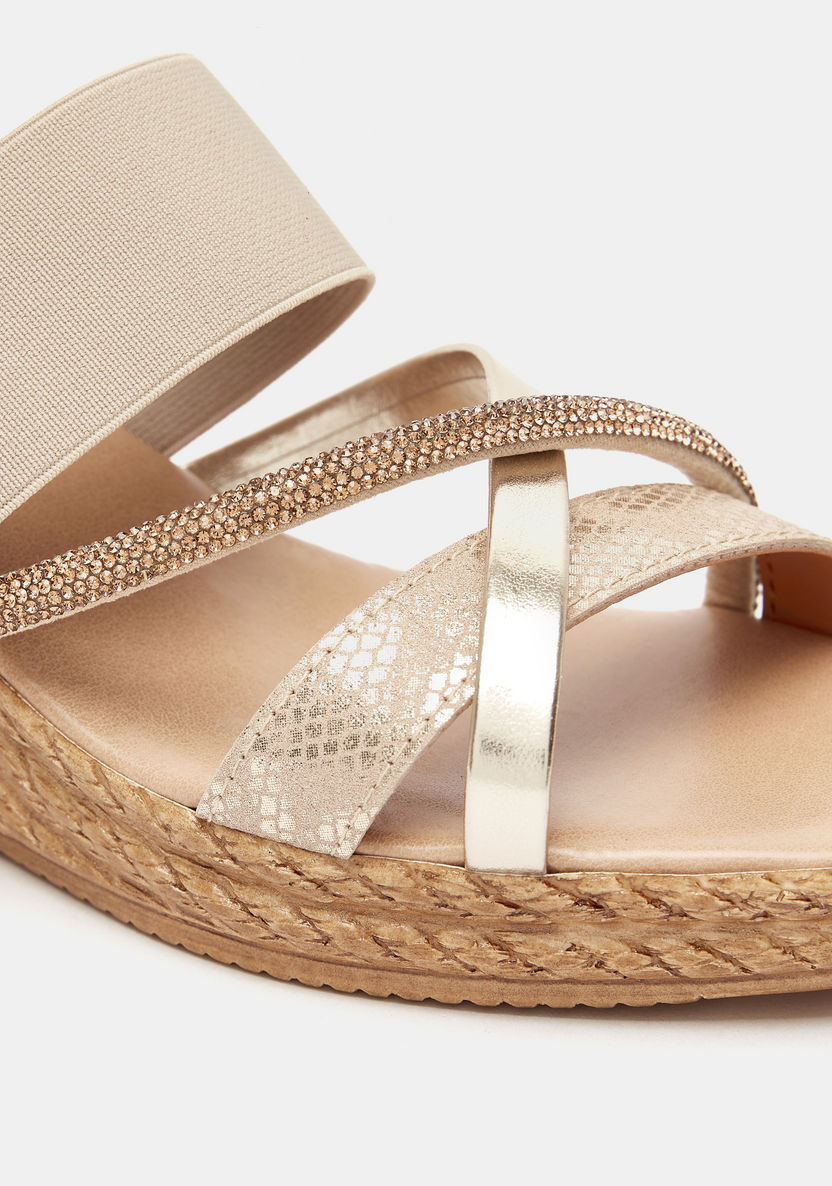 Le Confort Embellished Slip-On Sandals with Wedge Heels-Women%27s Heel Sandals-image-3