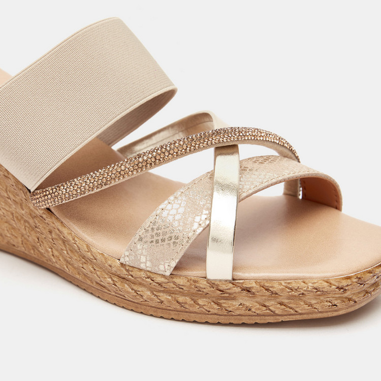 Le Confort Embellished Slip-On Sandals with Wedge Heels
