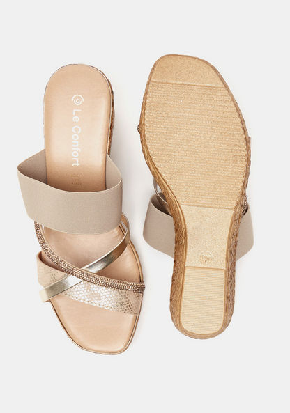 Le Confort Embellished Slip-On Sandals with Wedge Heels-Women%27s Heel Sandals-image-4