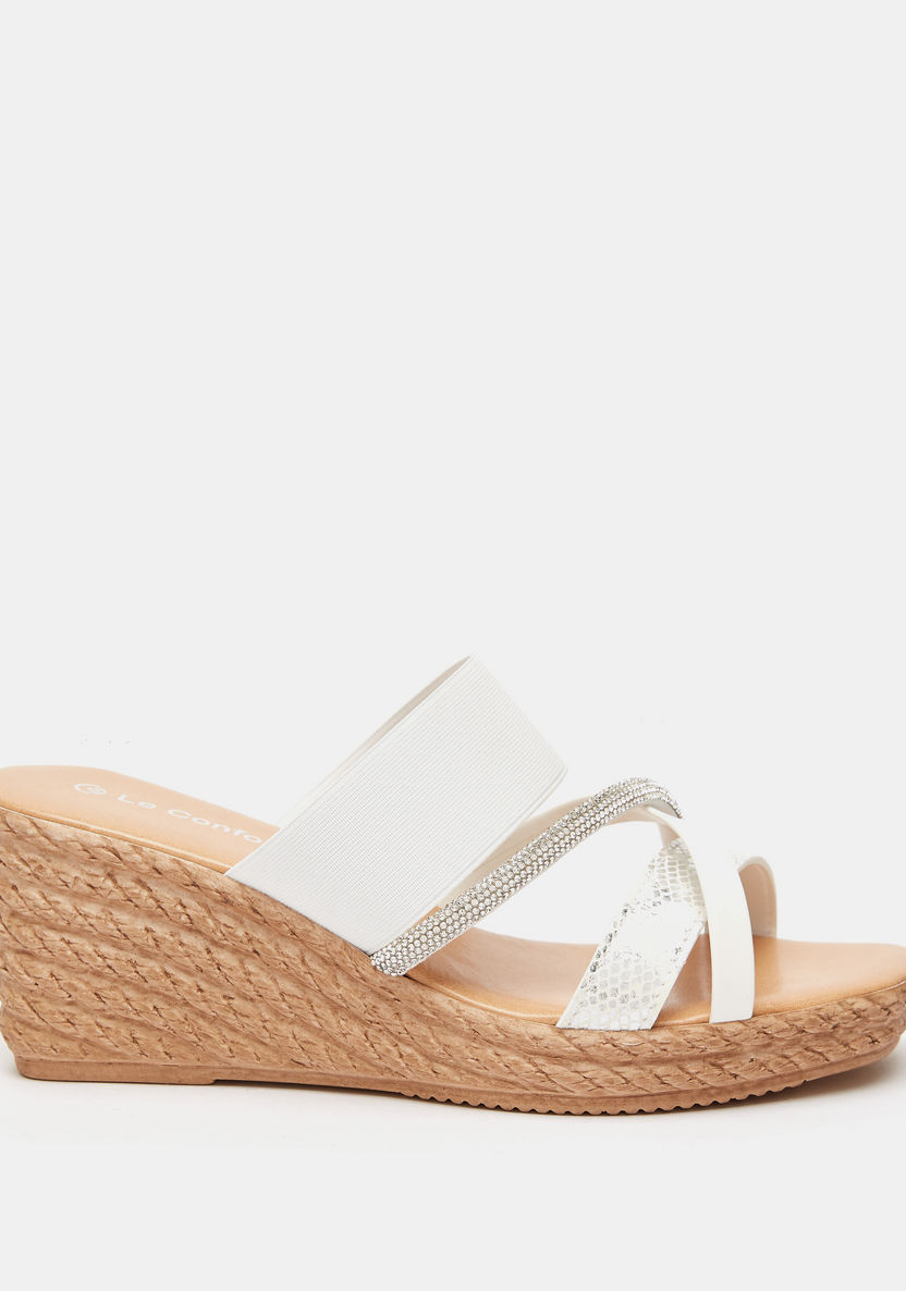 Le Confort Embellished Slip-On Sandals with Wedge Heels-Women%27s Heel Sandals-image-0
