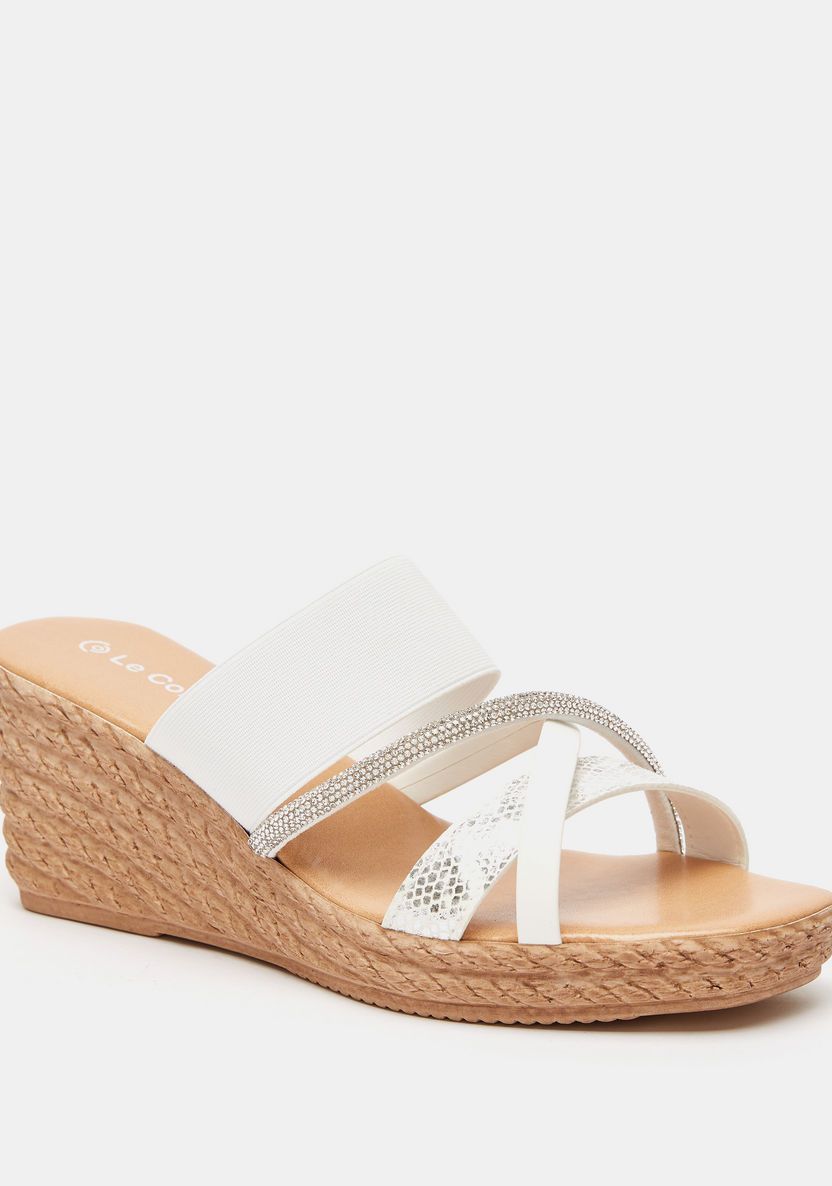 Le Confort Embellished Slip-On Sandals with Wedge Heels-Women%27s Heel Sandals-image-1