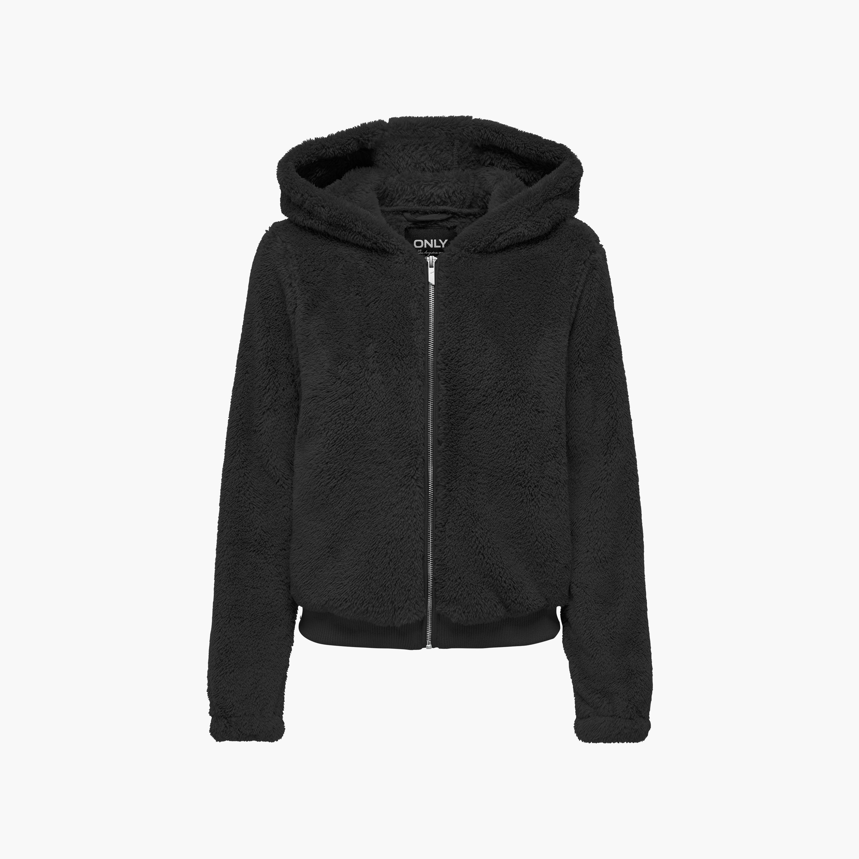 Black hooded hotsell teddy jacket