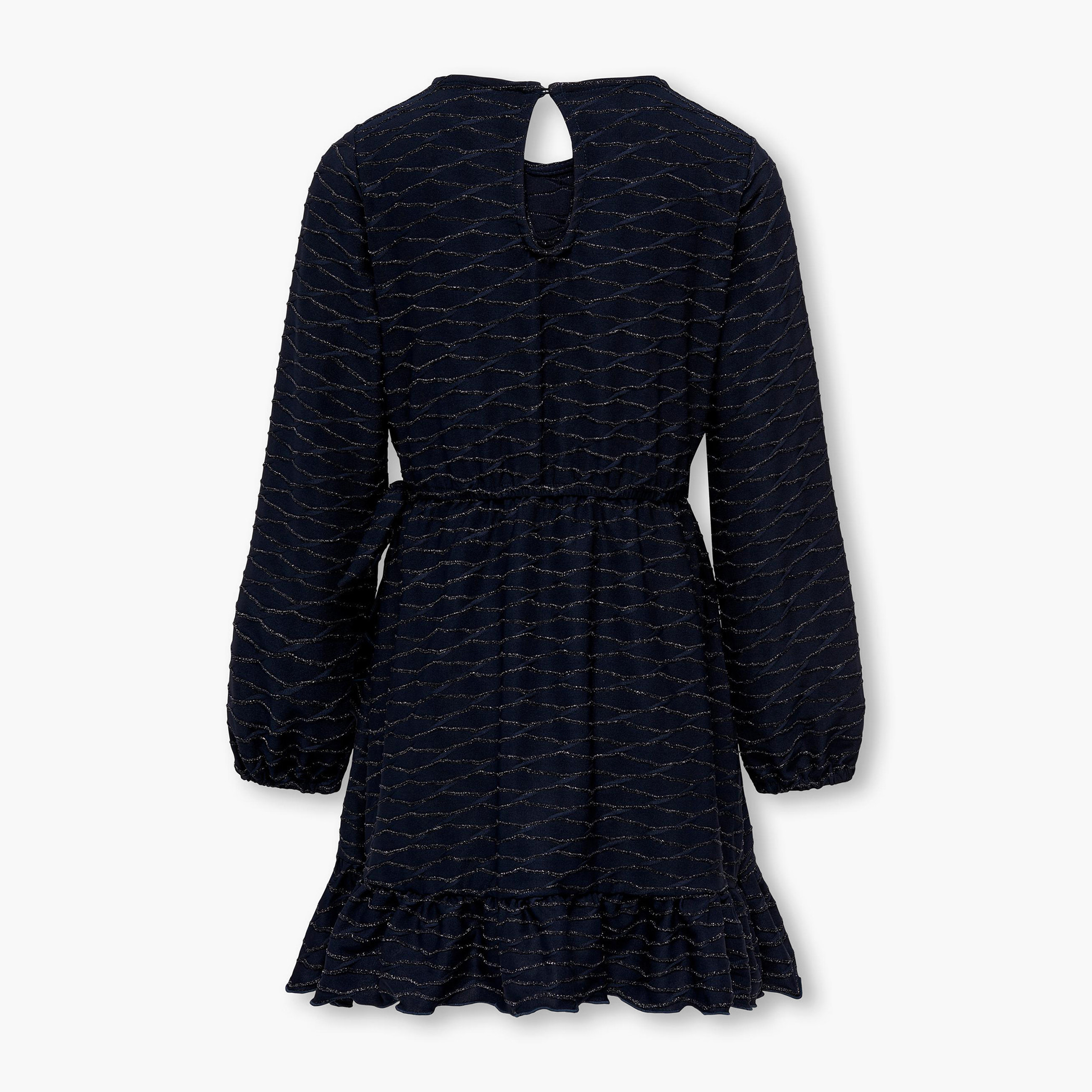 فستان ملفوف بارز الملمس وأكمام طويلة وكشكشة من كيدز أونلي-girls-clothing-dressesandjumpsuits-image-2