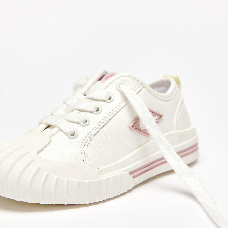 Lee Cooper Girls' Solid Sneakers with Lace-Up Closure and Zip Detail