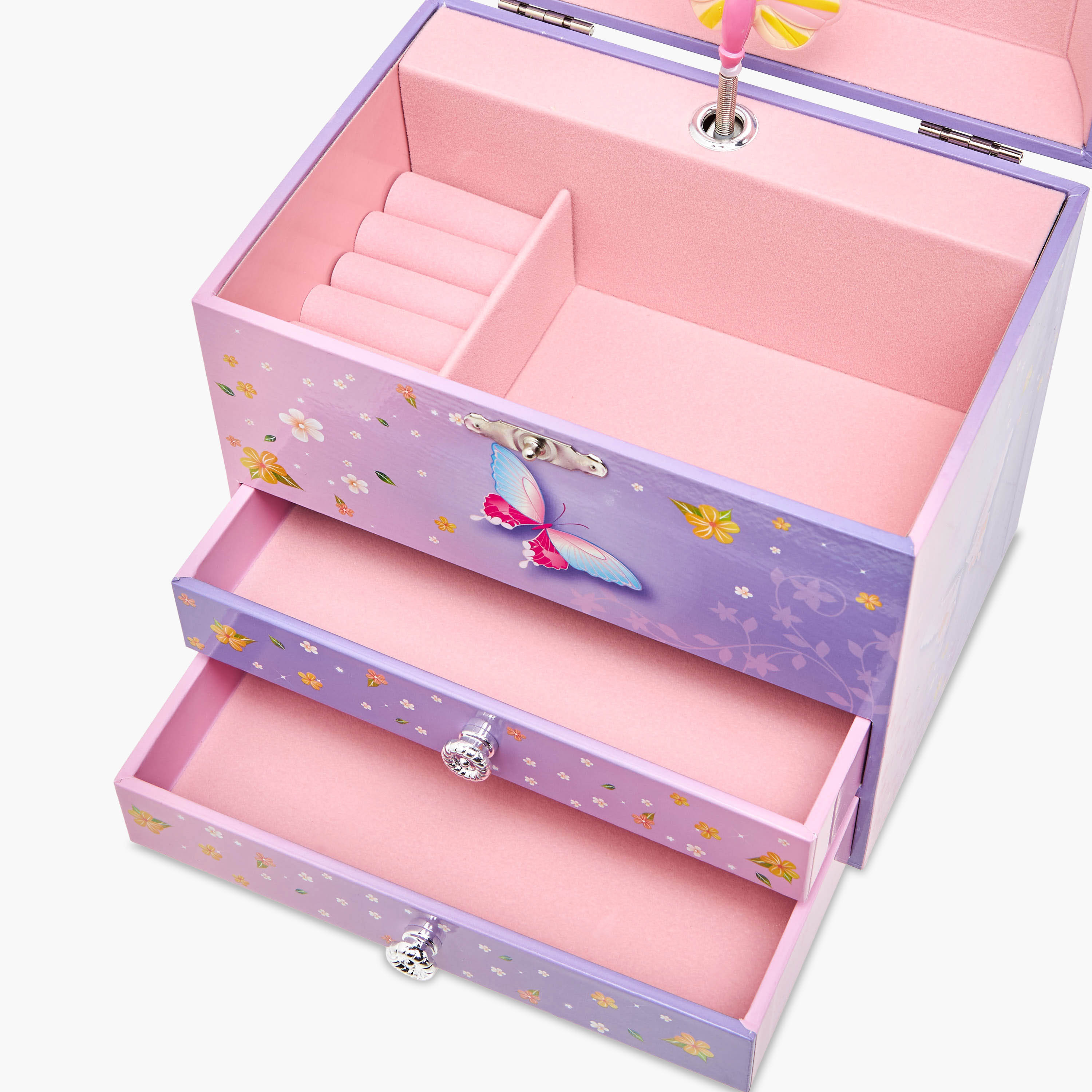 Butterfly Print 2-Drawer Musical Jewellery Box - 17x11x15 cms-women-watchesandjewellery-jewellery-storage-image-6