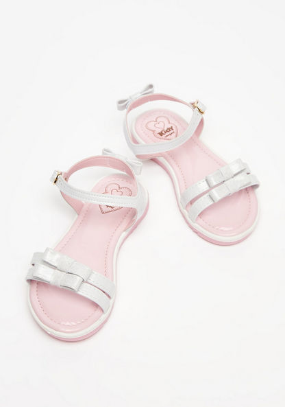 Kidy Bow Accented Flat Sandals with Buckle Closure