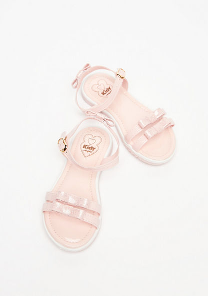 Kidy Bow Accented Flat Sandals with Buckle Closure-Girl%27s Sandals-image-1
