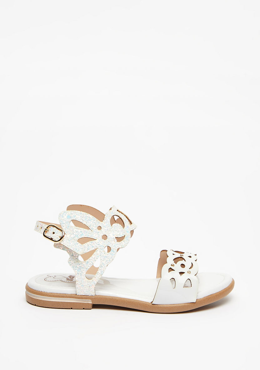 Kidy Cutwork Detail Sandals with Buckle Closure-Girl%27s Sandals-image-0