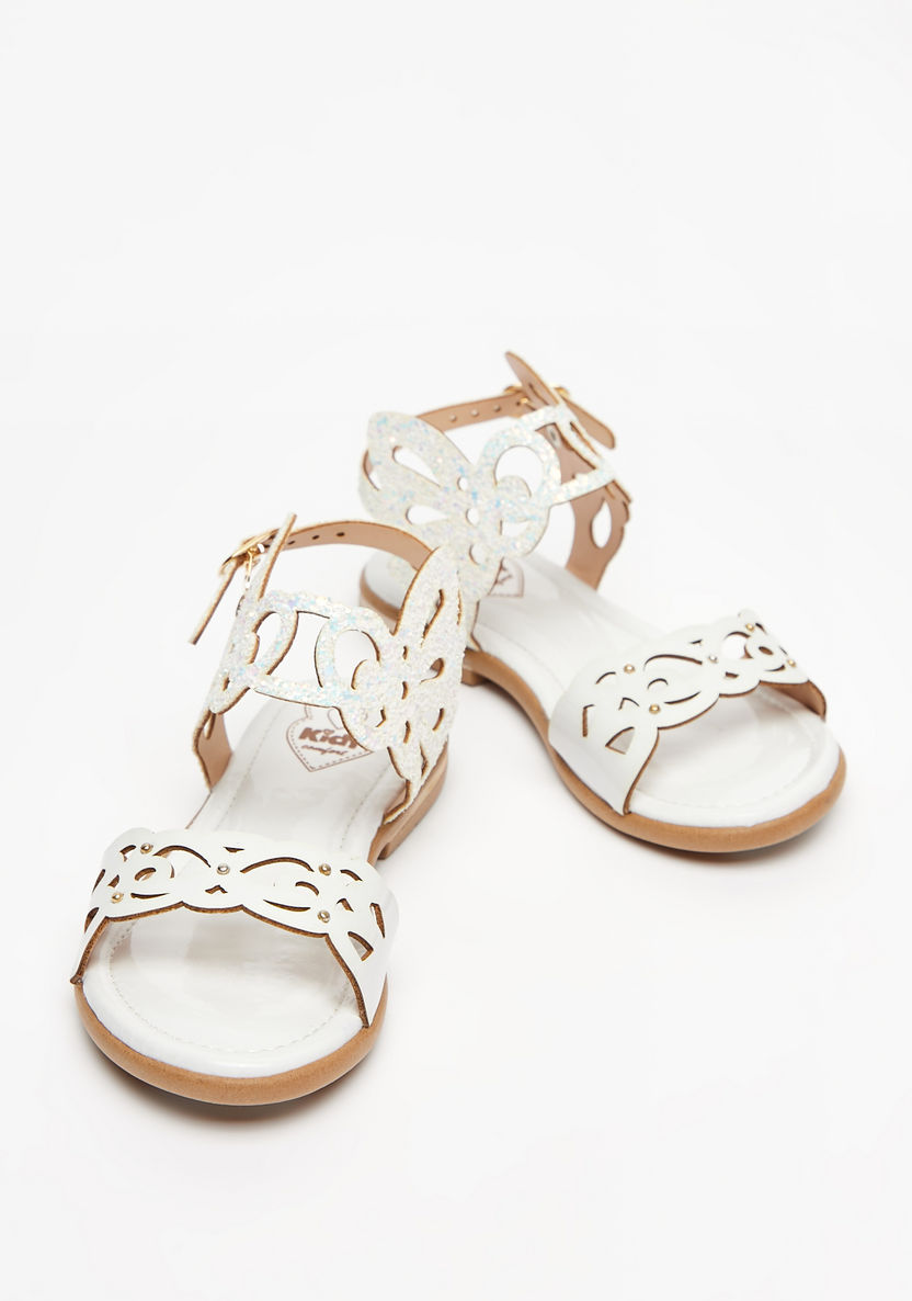 Kidy Cutwork Detail Sandals with Buckle Closure-Girl%27s Sandals-image-1