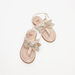 Kidy Solid Sandals with Buckle Closure and Bow Detail-Girl%27s Sandals-thumbnailMobile-1