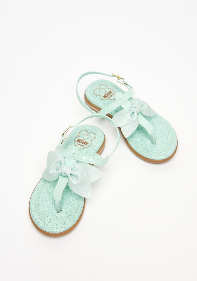 Kidy Solid Sandals with Buckle Closure and Bow Detail-Girl%27s Sandals-image-1