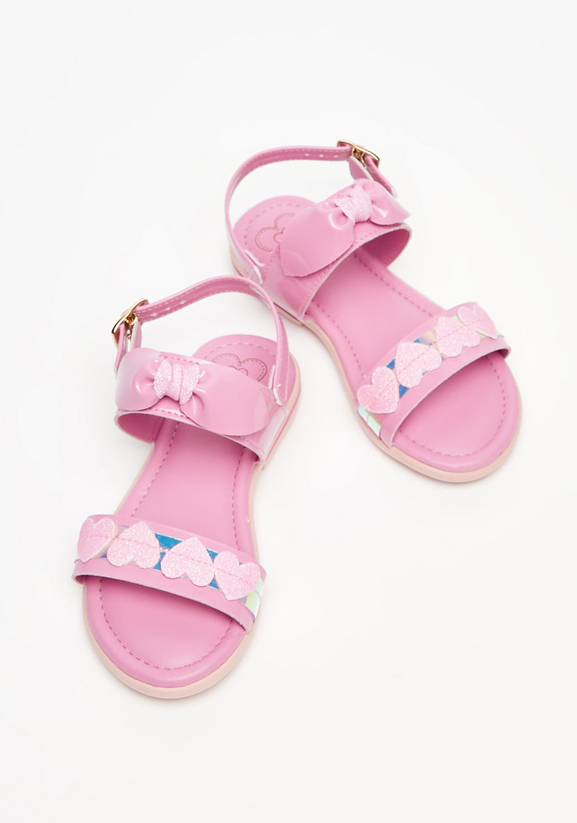 Kidy Solid Sandals with Buckle Closure and Bow Appliques-Girl%27s Sandals-image-1
