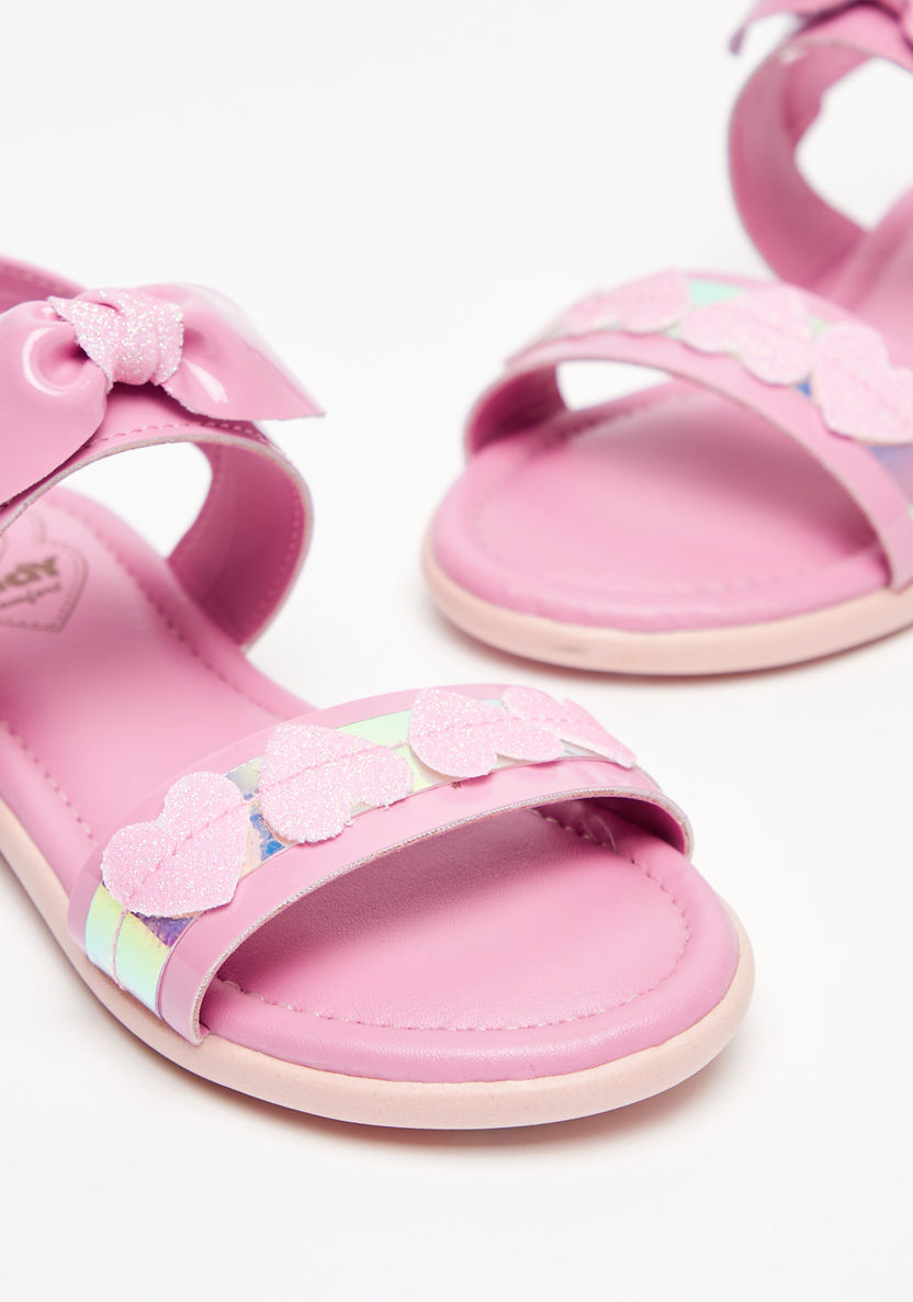 Kidy Solid Sandals with Buckle Closure and Bow Appliques-Girl%27s Sandals-image-2