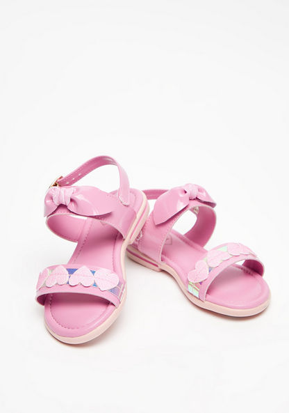 Kidy Solid Sandals with Buckle Closure and Bow Appliques-Girl%27s Sandals-image-3