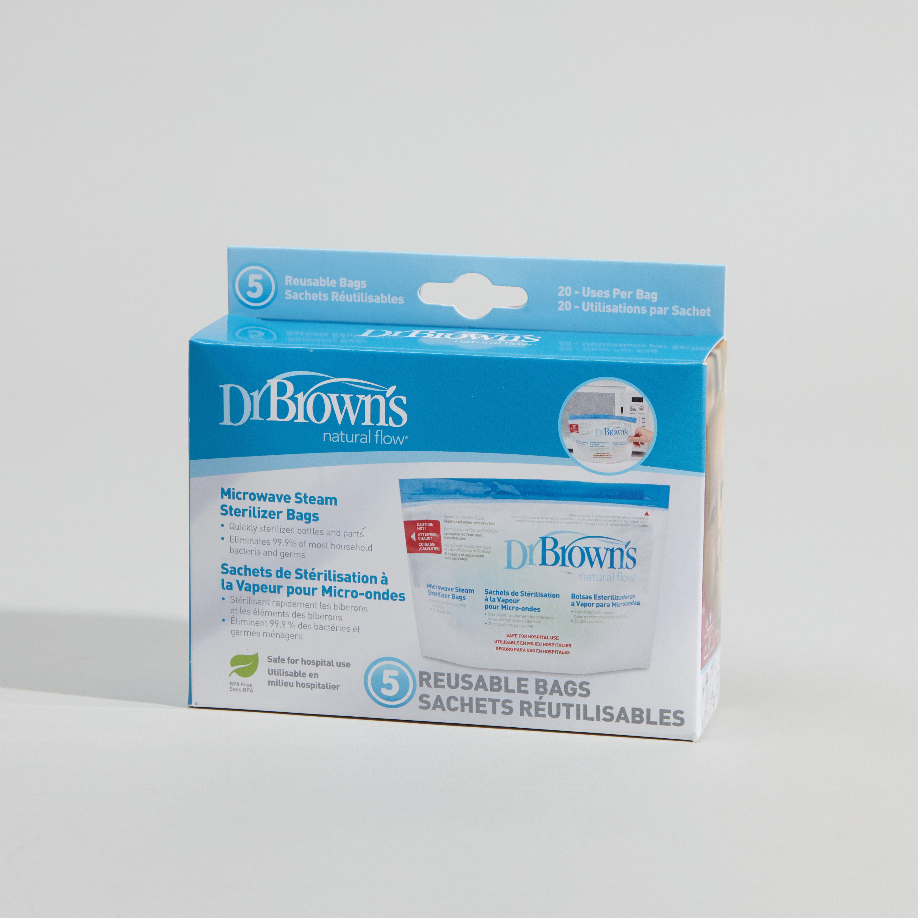 حقيبة تعقيم مايكرويف بخمس قطع من دوكتور براون-baby-feeding-sterilizersandwarmers-image-1