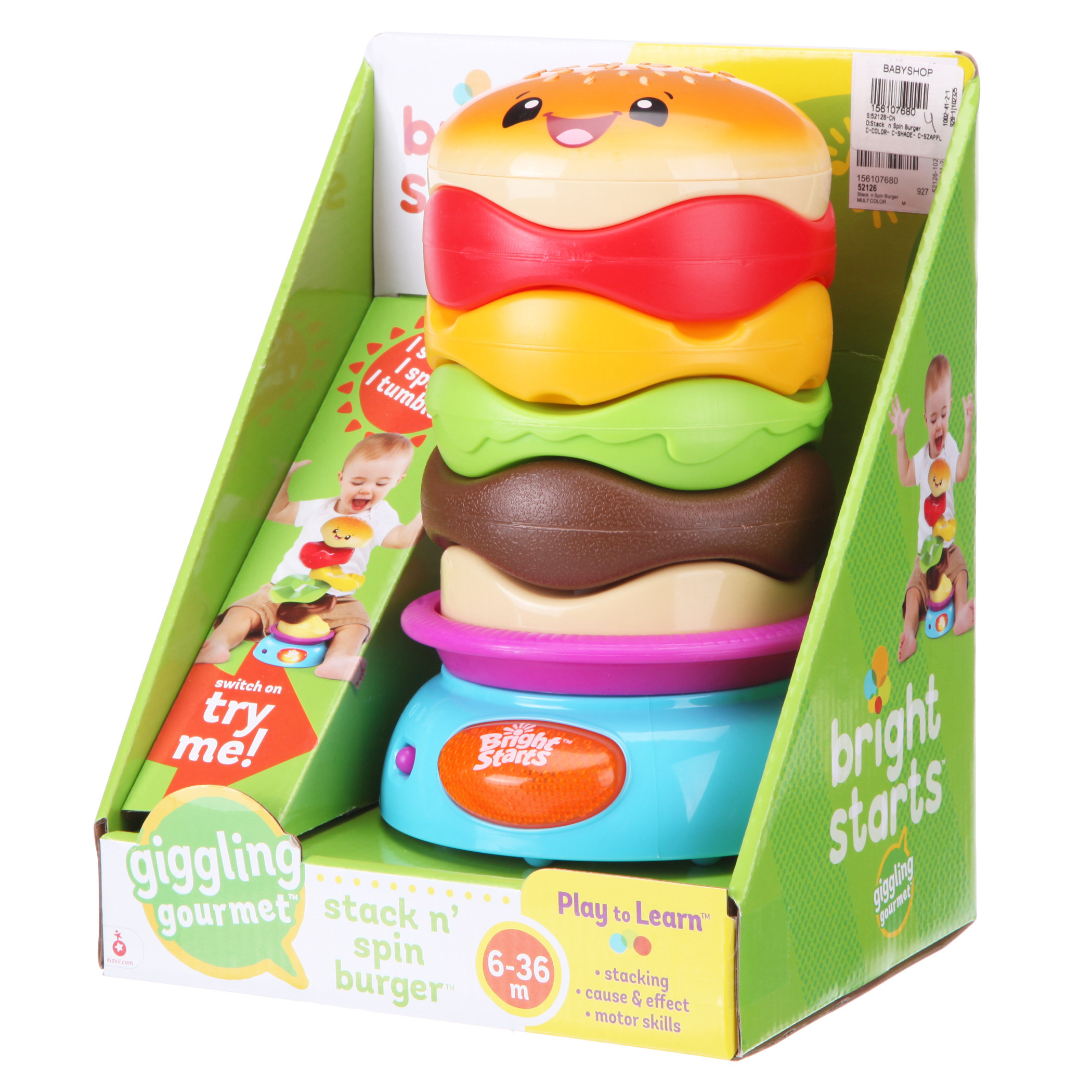 Bright starts stack store n spin burger