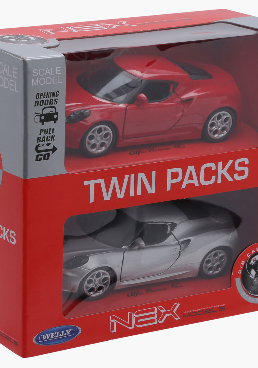 Welly Pull Back Twin Alfa Romeo 4C Car Pack-Scooters and Vehicles-image-4