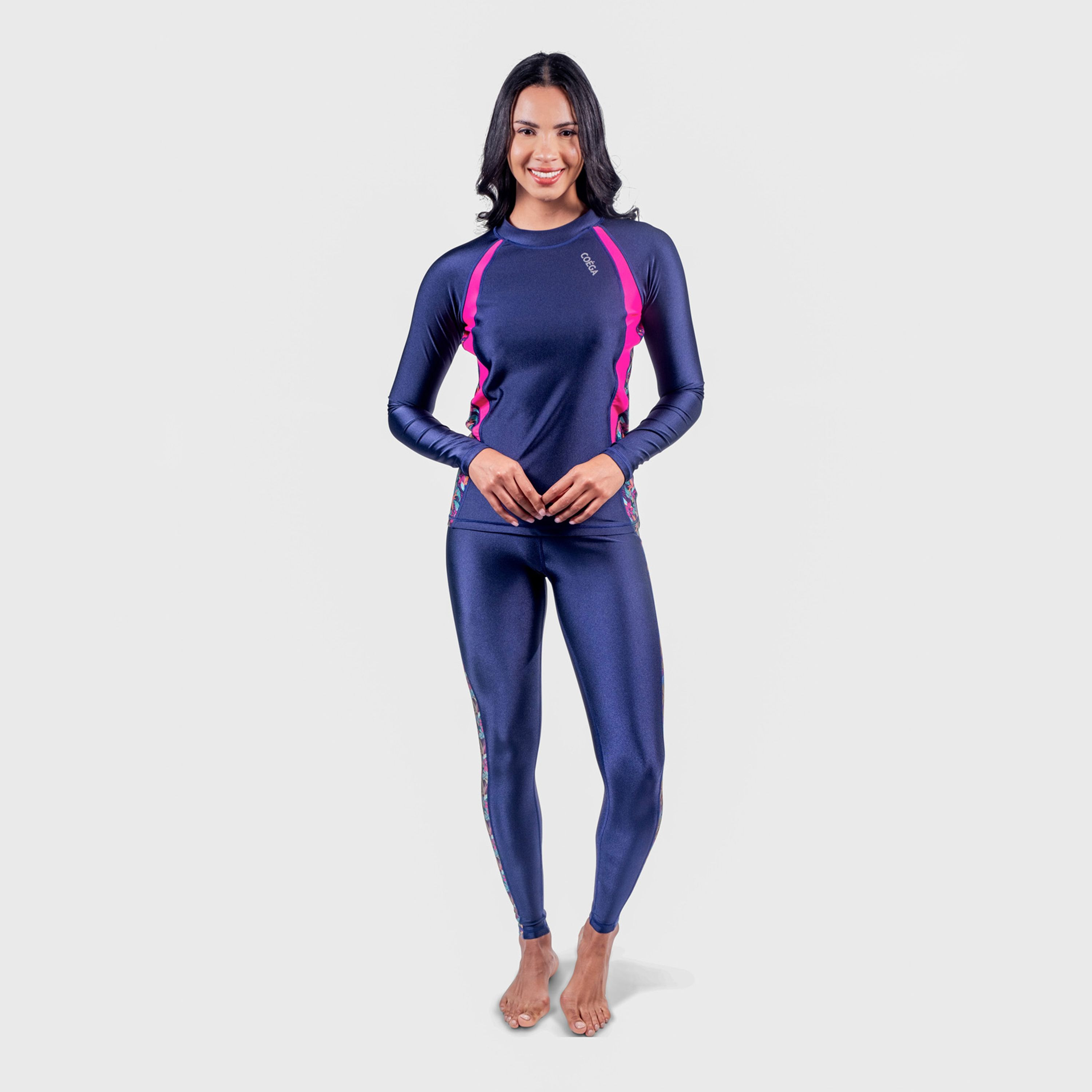 COEGA Women's Swim Tights, Blue Teal Tropical-women-clothing-bottoms-leggings-image-2