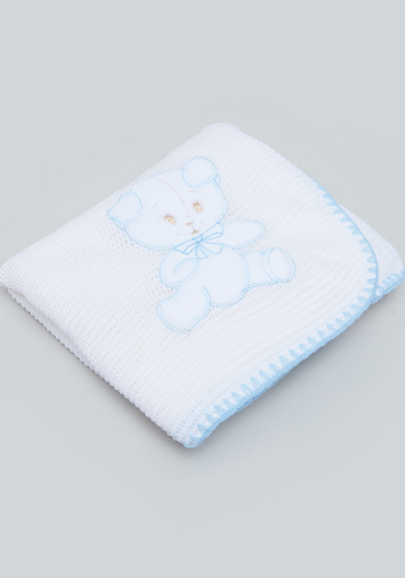 Juniors Bear Applique Detail Shawl - 100x100 cms-Blankets and Throws-image-0