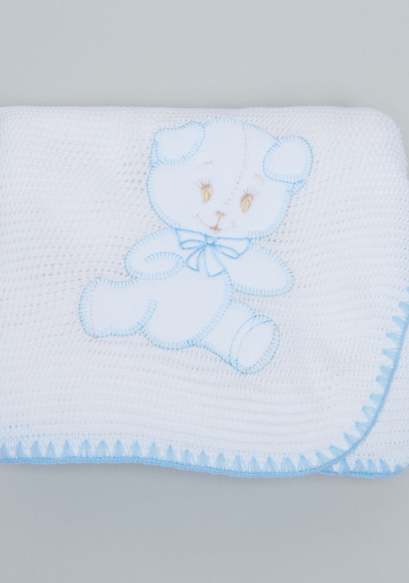 Juniors Bear Applique Detail Shawl - 100x100 cms-Blankets and Throws-image-1