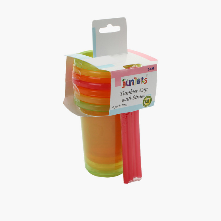 Juniors Disposable Tumbler Cup with Straw - Set of 4