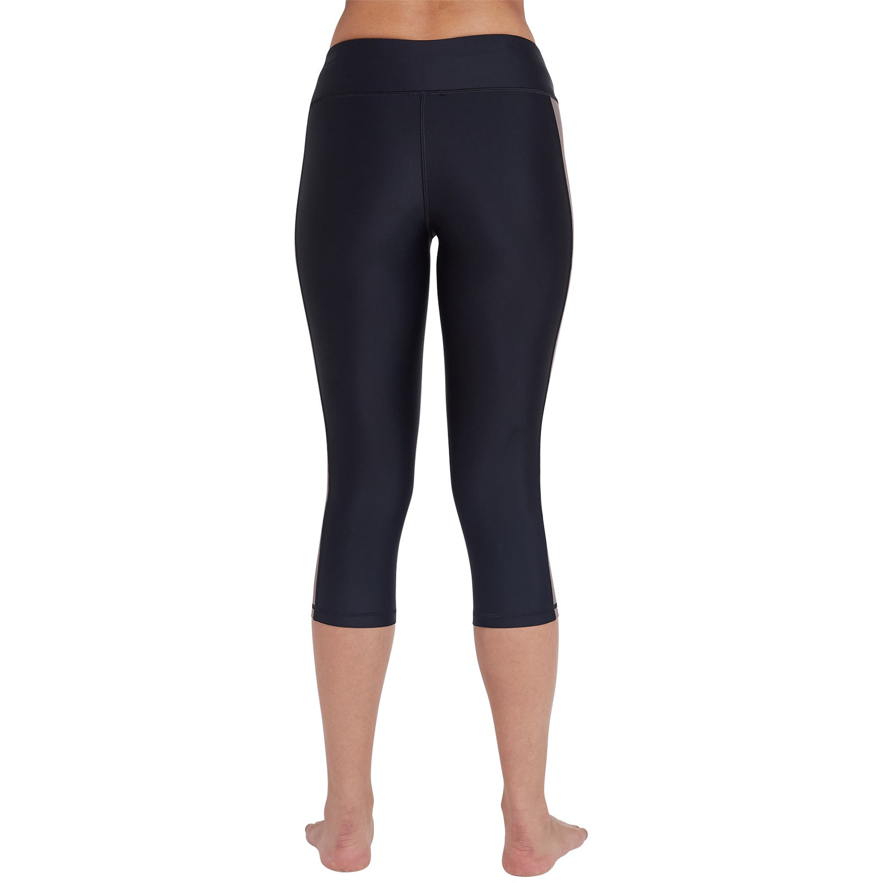 كويغا - فيزون ليقنز سباحة نسائي بطول 3/4، لون أسود وفضي بنقشة استوائية-sports-women-clothing-swimwear-image-4