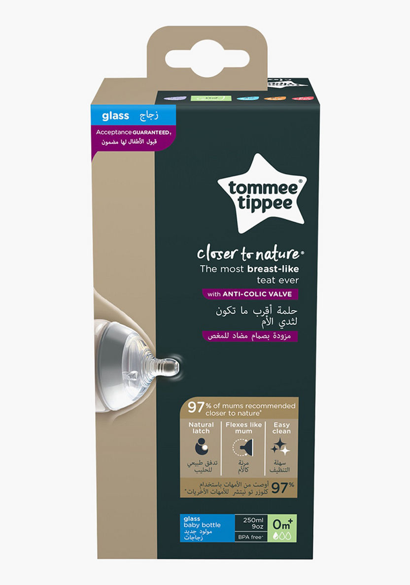 Tommee Tippee Glass Feeding Bottle with Nipple and Cap - 250 ml-Bottles and Teats-image-3
