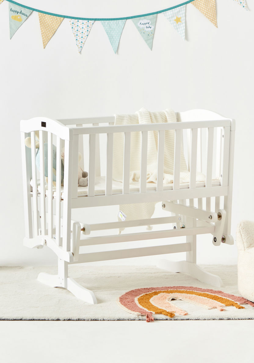 Giggles Wooden Gliding Cradle - White (Up to 6 months)-Cradles and Bassinets-image-0