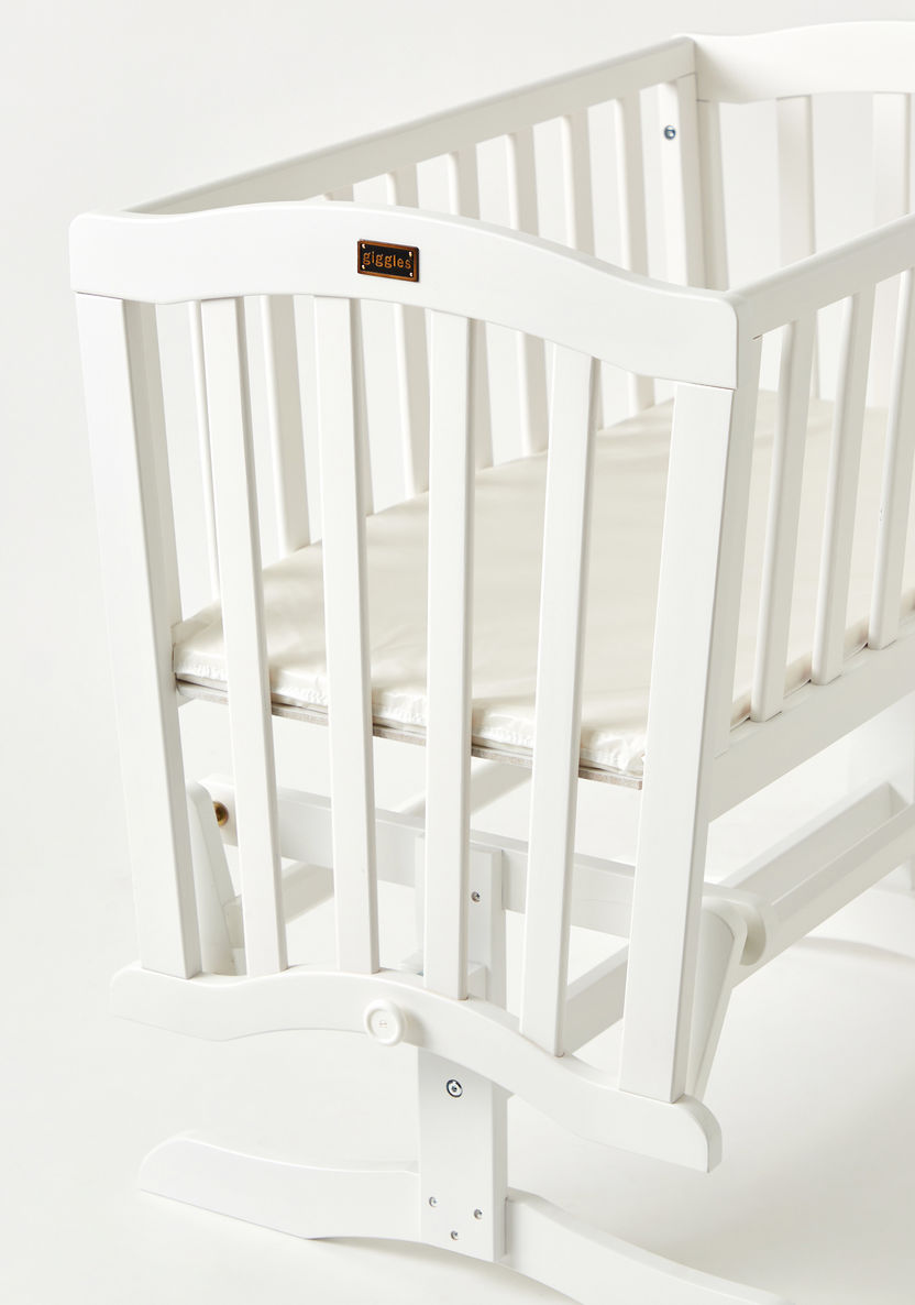 Giggles Wooden Gliding Cradle - White (Up to 6 months)-Cradles and Bassinets-image-4