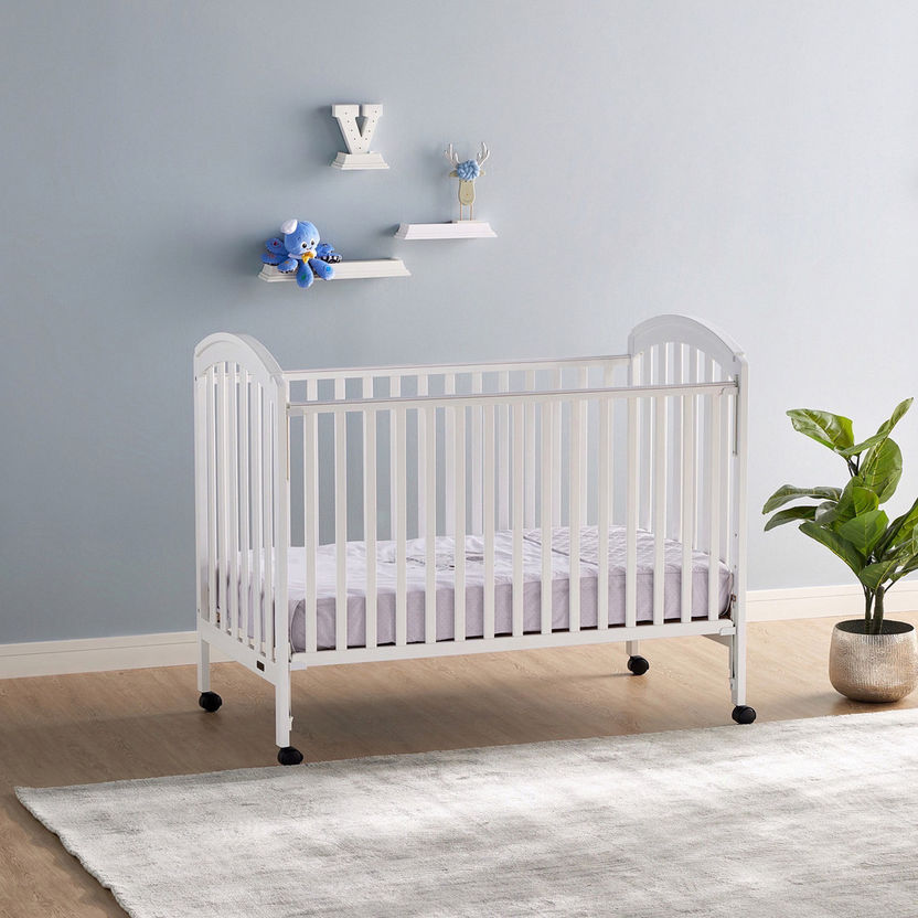 Juniors Capri Wooden Crib with Three Adjustable Heights - White (Up to 3 years)-Baby Cribs-image-0