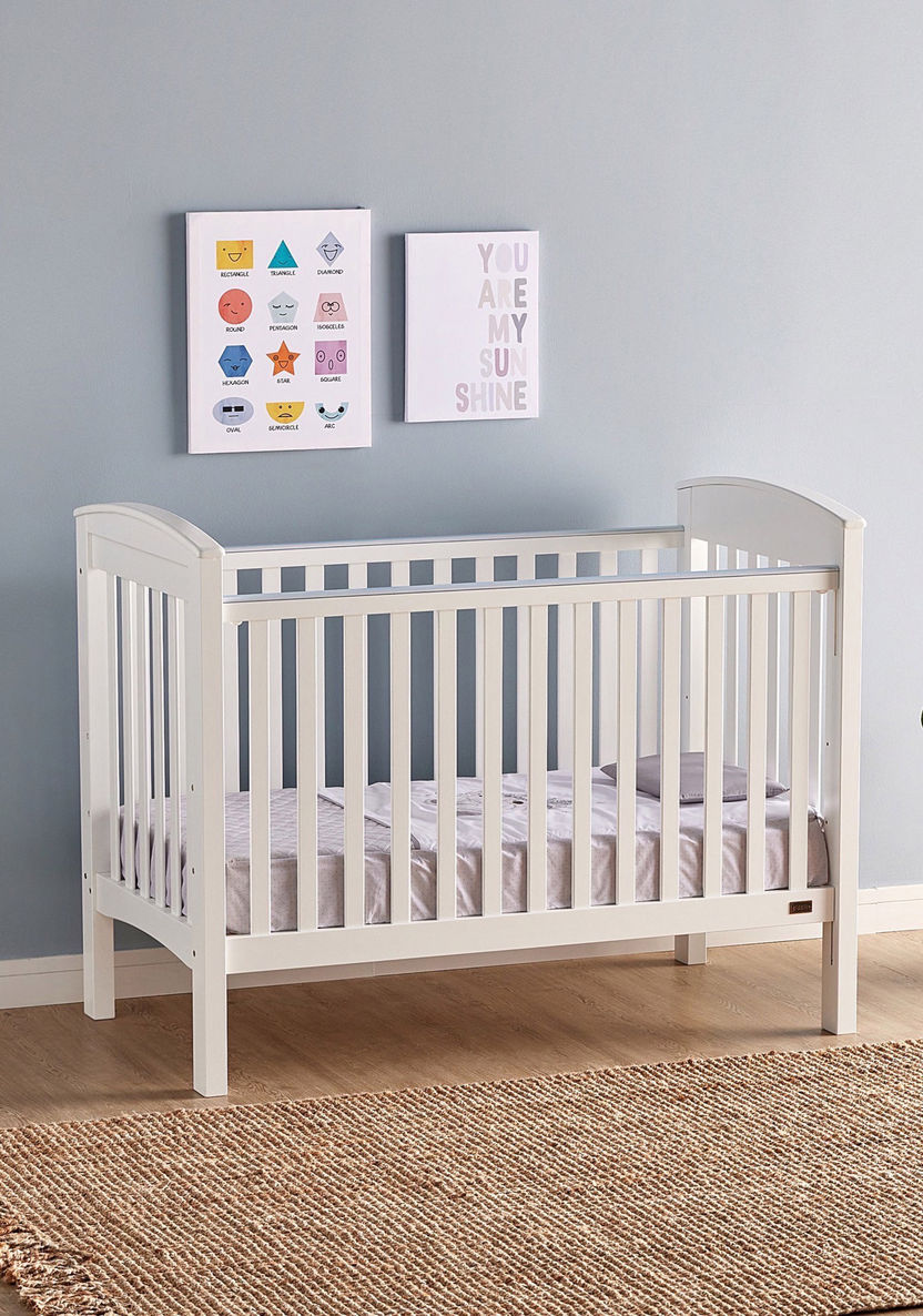 Giggles Marcia Wooden Crib with Three Adjustable Heights - White (Up to 3 years)-Baby Cribs-image-0