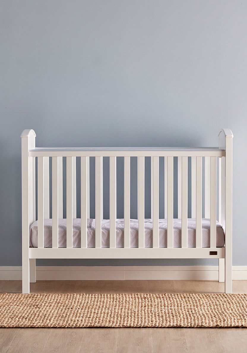 Giggles Marcia Wooden Crib with Three Adjustable Heights - White (Up to 3 years)-Baby Cribs-image-1