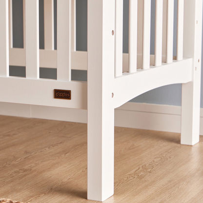 Giggles Marcia Wooden Crib with Three Adjustable Heights - White (Up to 3 years)