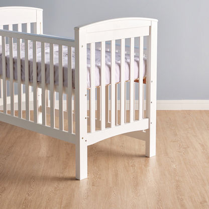 Giggles Marcia Wooden Crib with Three Adjustable Heights - White (Up to 3 years)