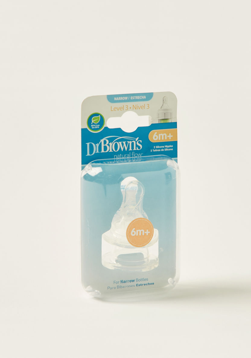 Dr. Brows Natural Flow Bottle Nipples - Set of 2-Bottles and Teats-image-3