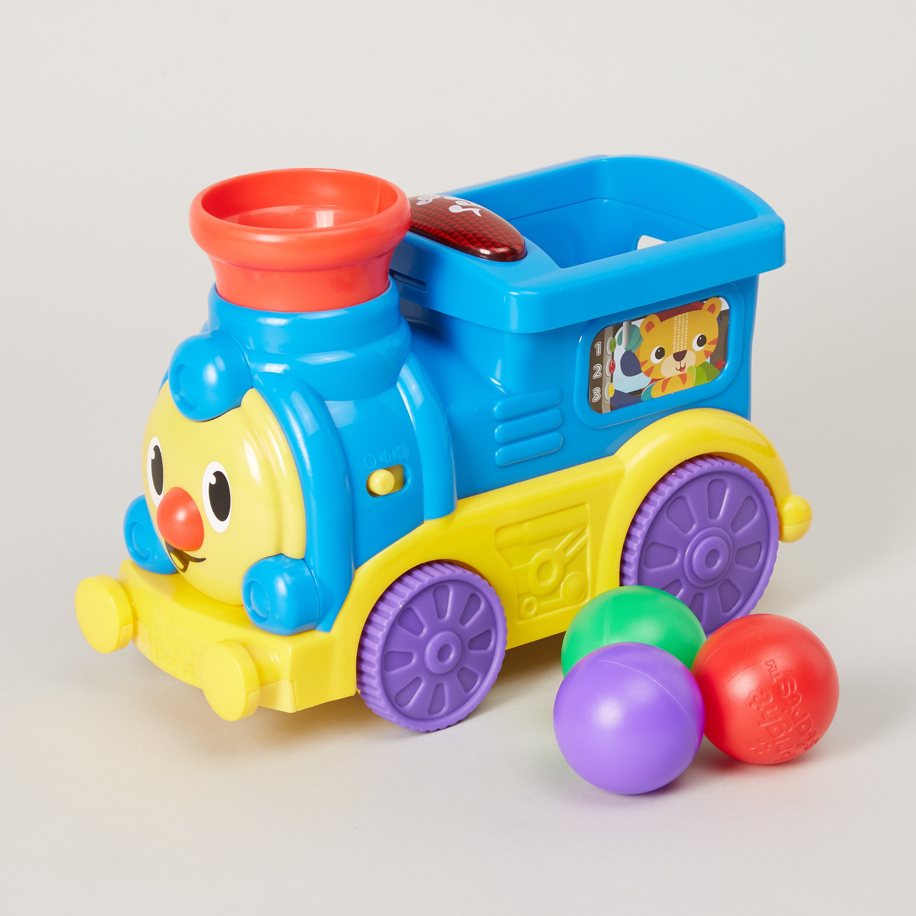 Bright starts roll store & pop train toy