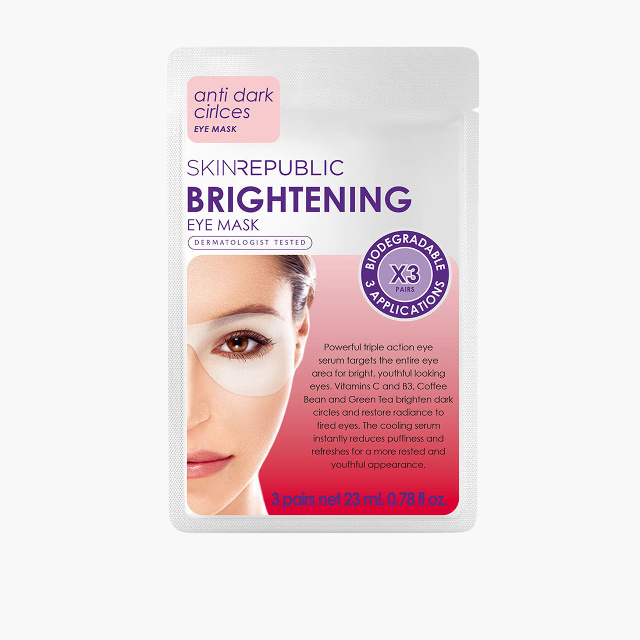 Skin Republic Brightening Eye Mask, For Bright Youthful Looking Eyes, Targets Dark Circles, With Vitamin C 23ml (3 Masks)-beautyandpersonalcare-skin-eyecare-image-1