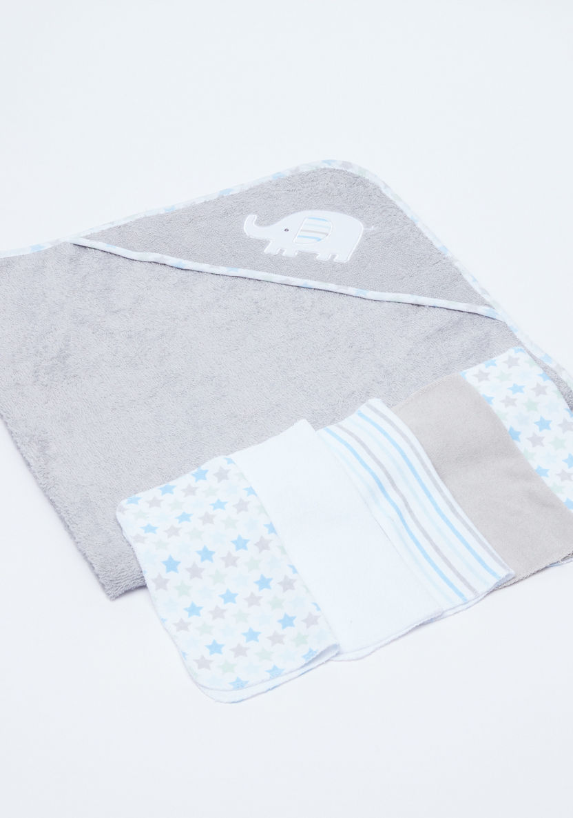 Juniors Printed Hooded Towel with 5-Piece Washcloth - 76x76 cms-Towels and Flannels-image-0