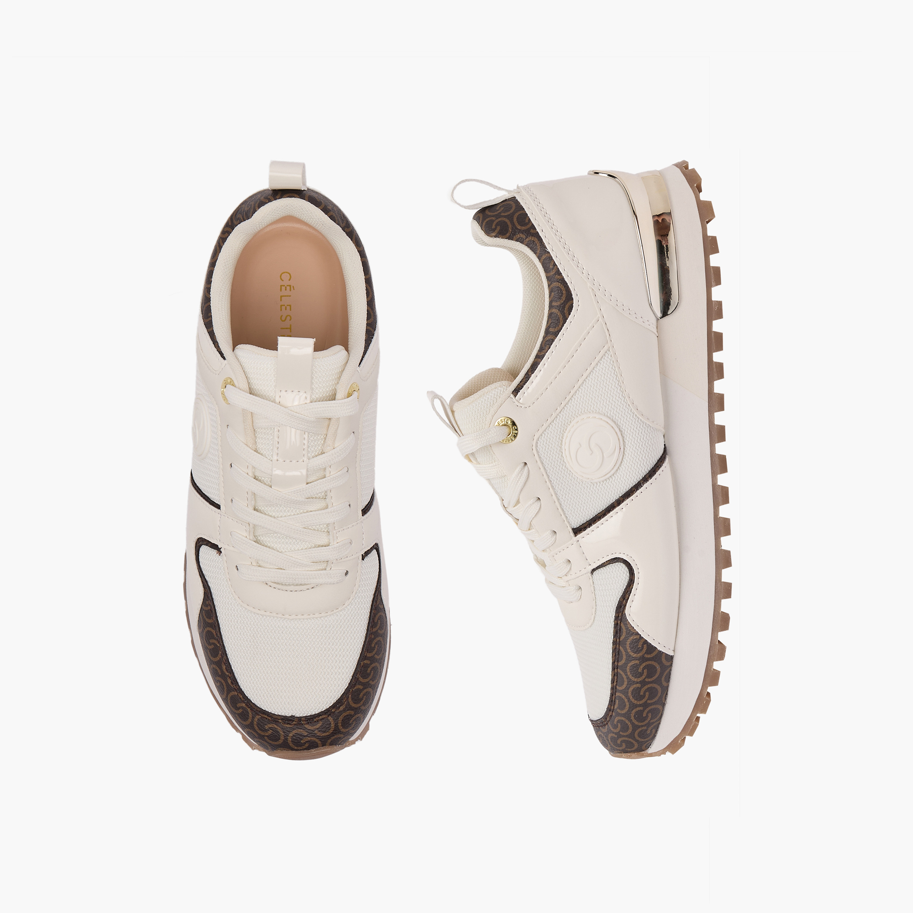 حذاء سنيكرز طول الكاحل بطبعات مونوجرام ورباط للنساء من سيلست-women-shoes-sneakers-image-1