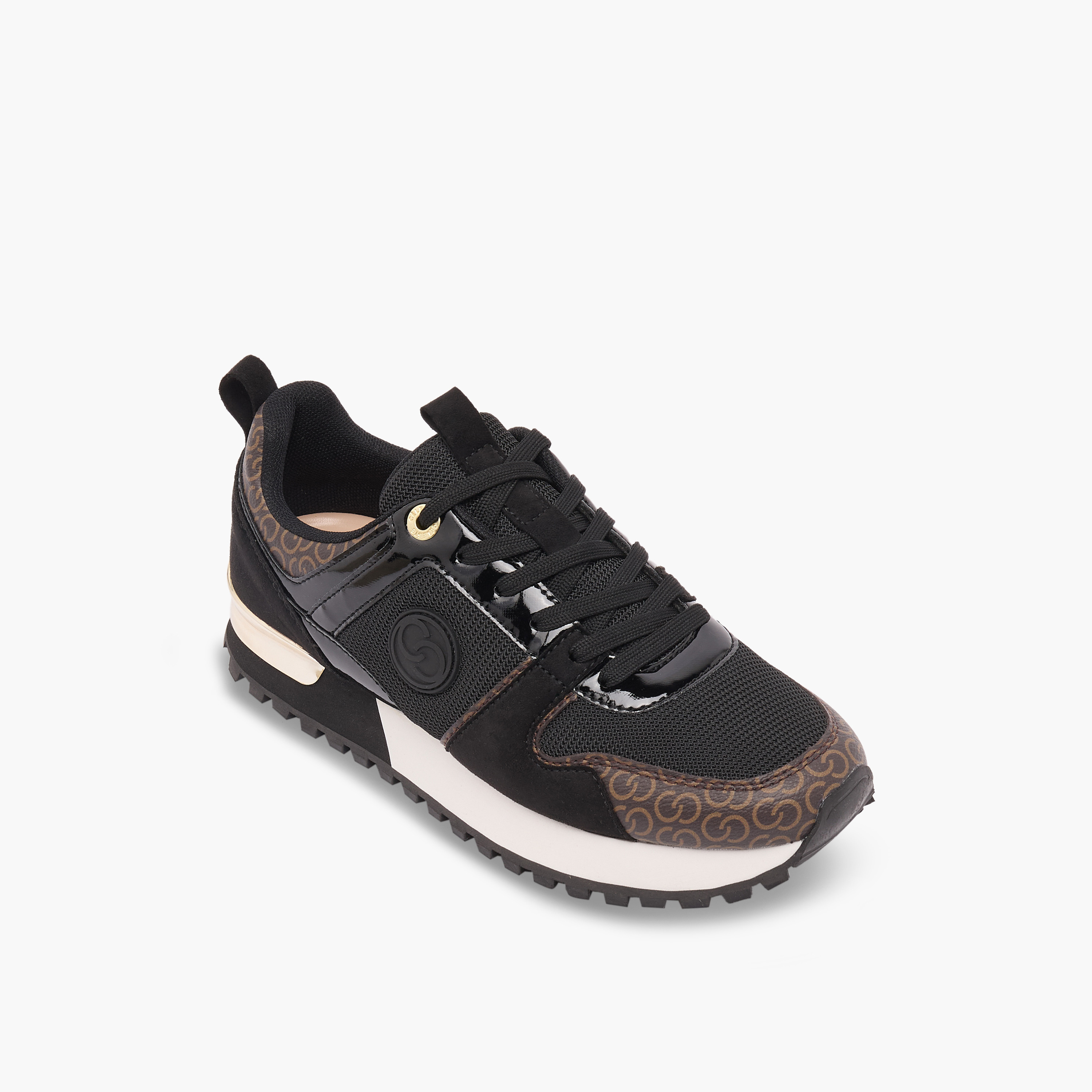 حذاء سنيكرز طول الكاحل بطبعات مونوجرام ورباط للنساء من سيلست-women-shoes-sneakers-image-2