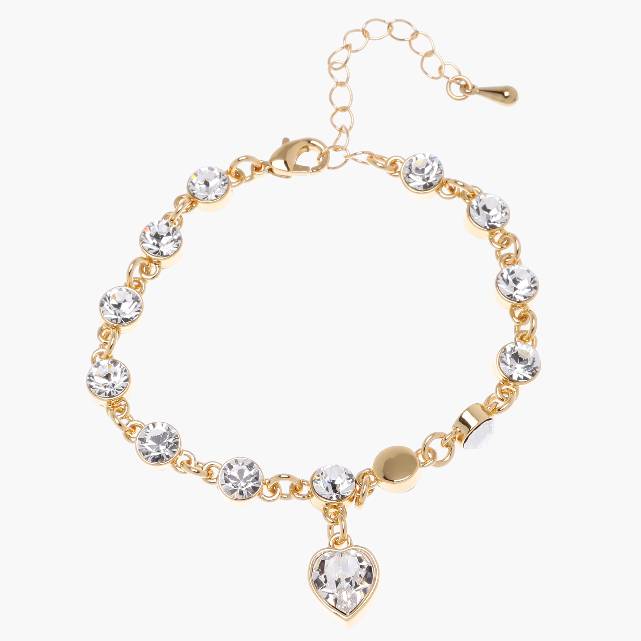 سوار كريستالي مع تعليقة بشكل قلب-women-watchesandjewellery-jewellery-banglesandbracelets-image-1