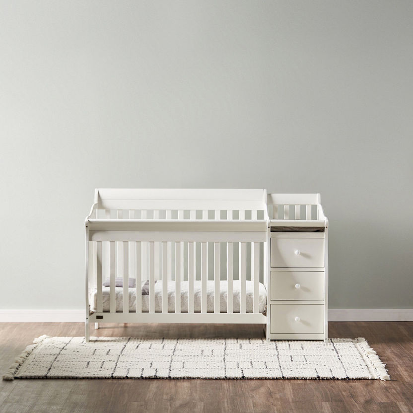 Giggles Jessica 3-in-1 White Wooden Convertible Crib with Storage (Up to 5 years)-Baby Cribs-image-0