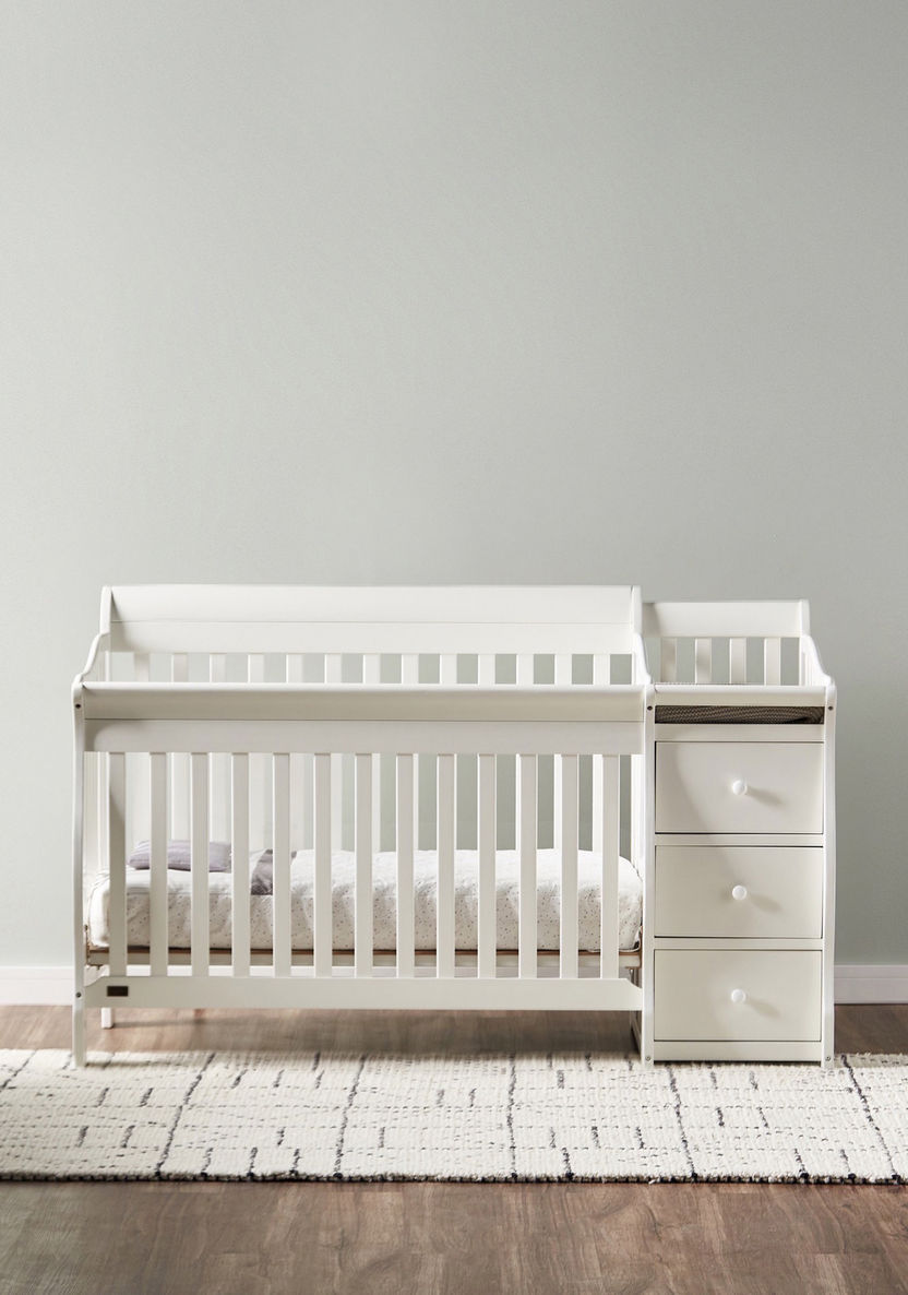 Giggles Jessica 3-in-1 White Wooden Convertible Crib with Storage (Up to 5 years)-Baby Cribs-image-1
