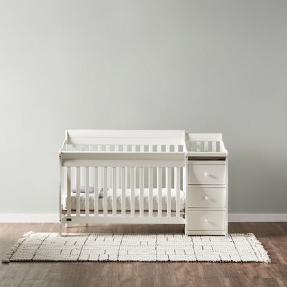 Giggles Jessica 3-in-1 White Wooden Convertible Crib with Storage (Up to 5 years)